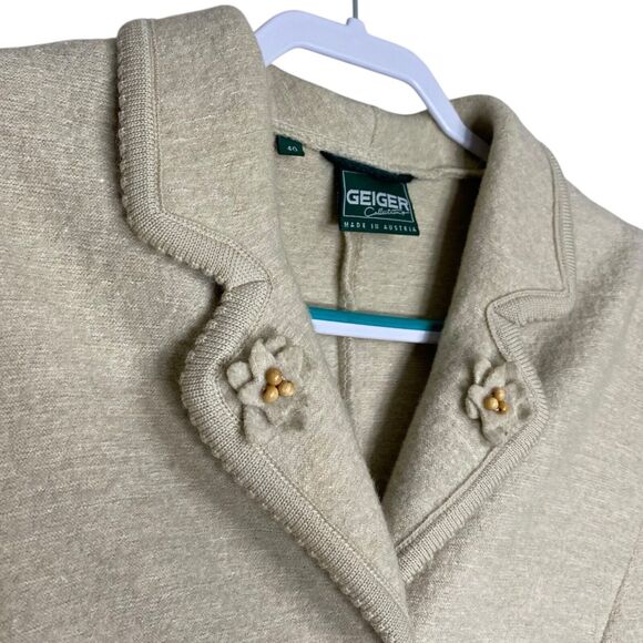 Vtg Geiger Cardigan Sweater Blazer Womens 40 Jacket Wool Linen Austria Cottage - Picture 6 of 16